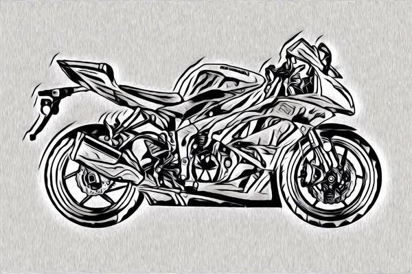 Motorrad Llustration Farbe Isoliert Kunst Zeichnung Malerei — Stockfoto