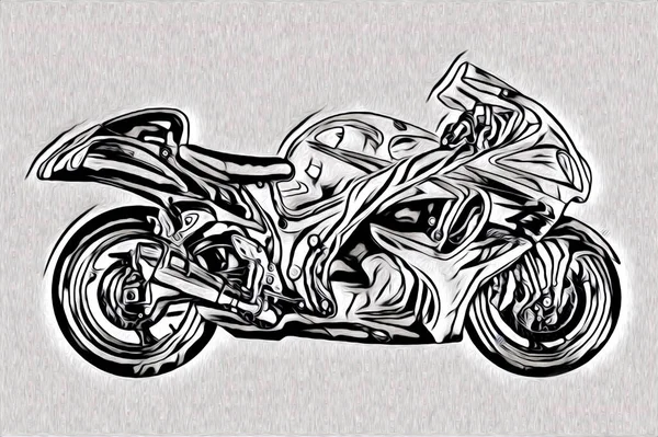 Motorcycle Llustration Color Isolated Art Drawing Painting — 스톡 사진