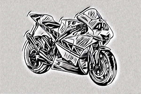 Motorcycle Llustration Color Isolated Art Drawing Painting — 스톡 사진