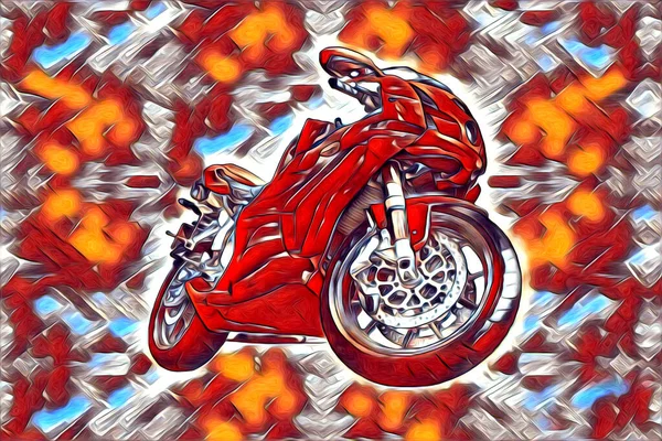 Motociclo Llustrazione Colore Isolato Arte Disegno Pittura — Foto Stock