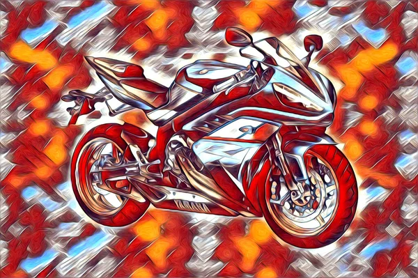 Motocykl Ilustracja Kolor Izolowane Sztuka Rysunek Malarstwo — Zdjęcie stockowe