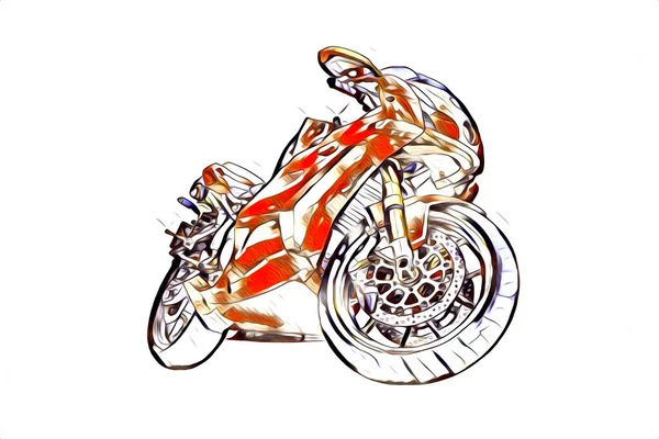 Ilustración Motocicleta Color Arte Aislado Dibujo Pintura —  Fotos de Stock