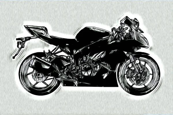 Motorcycle Llustration Color Isolated Art Drawing Painting — 스톡 사진