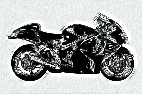 Мотоцикл Ілюстрація Кольоровий Ізольований Художній Малюнок Живопис — стокове фото