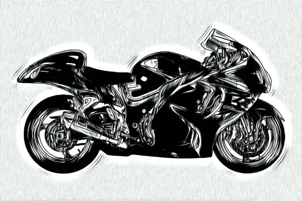 Motorcycle Llustration Color Isolated Art Drawing Painting — 스톡 사진