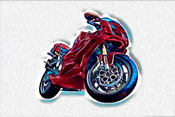 Motorrad Llustration Farbe Isoliert Kunst Zeichnung Malerei — Stockfoto