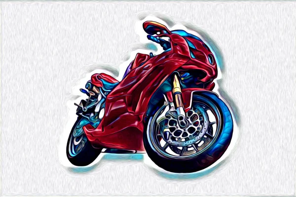 Motorcycle Llustration Color Isolated Art Drawing Painting — 스톡 사진