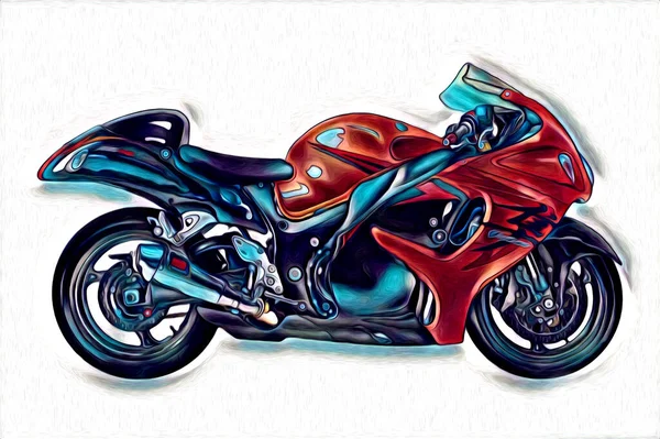 Motorcycle Llustration Color Isolated Art Drawing Painting — 스톡 사진