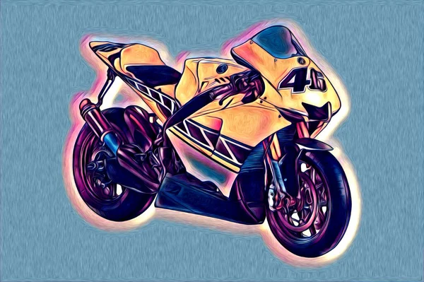 Motorfiets Llustratie Kleur Geïsoleerde Kunst Tekening Schilderen — Stockfoto