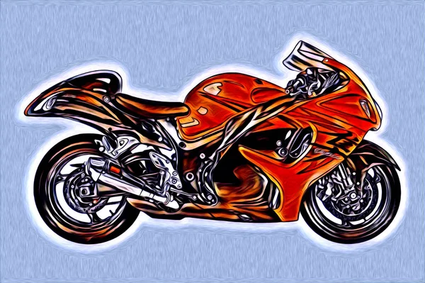 Motorkerékpár Llusztráció Szín Elszigetelt Művészet Rajz Festmény — Stock Fotó