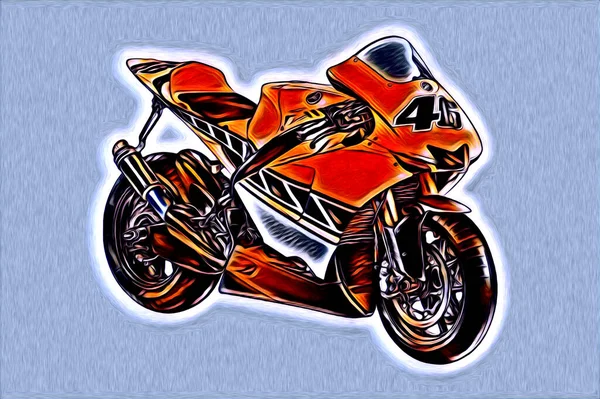 Motorcycle Llustration Color Isolated Art Drawing Painting — 스톡 사진