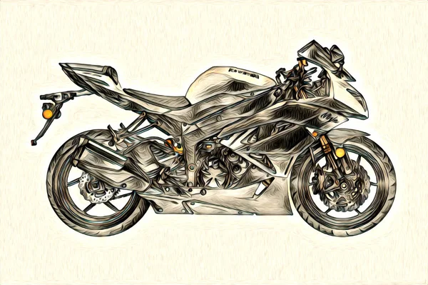 Motorcycle Llustration Color Isolated Art Drawing Painting — 스톡 사진