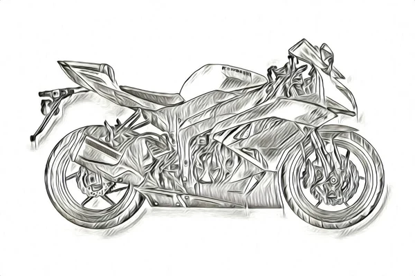 Ilustración Motocicleta Color Arte Aislado Dibujo Pintura — Foto de Stock