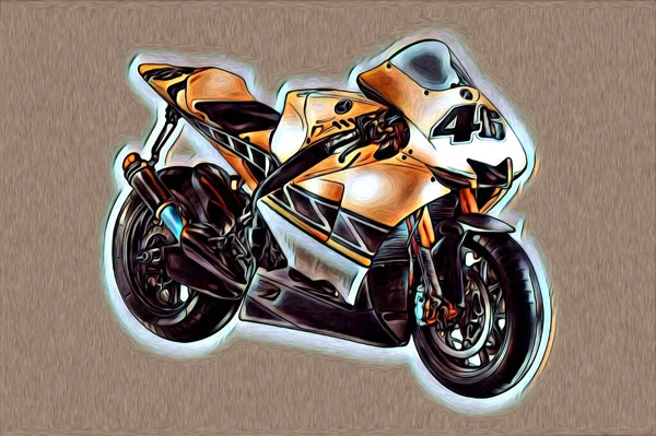 Motocykl Ilustracja Kolor Izolowane Sztuka Rysunek Malarstwo — Zdjęcie stockowe