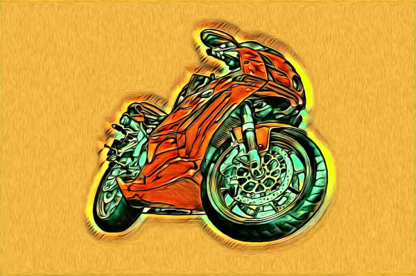 Motorcycle Llustration Color Isolated Art Drawing Painting — Stock Photo, Image