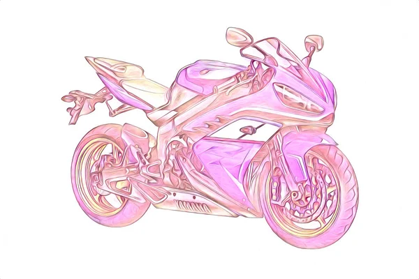 Motorcycle Llustration Color Isolated Art Drawing Painting — 스톡 사진