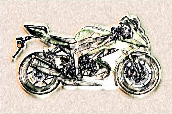 Moto Llustration Couleur Isolé Art Dessin Peinture — Photo