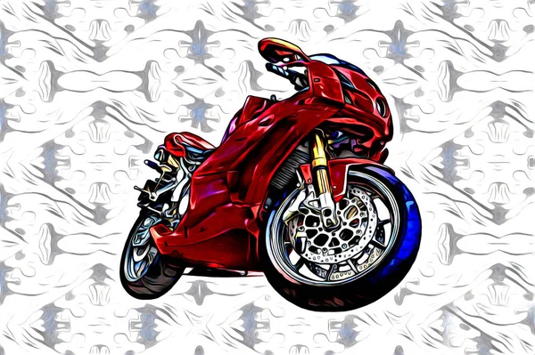 Motociclo Llustrazione Colore Isolato Arte Disegno Pittura — Foto Stock