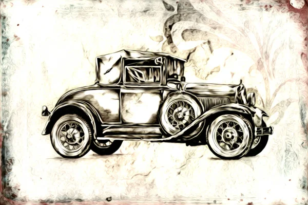 Velho Clássico Carro Retro Vintage Ilustração Desenho — Fotografia de Stock