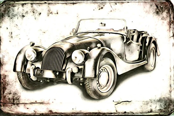 Vecchio Classico Auto Retrò Vintage Illustrazione Disegno — Foto Stock