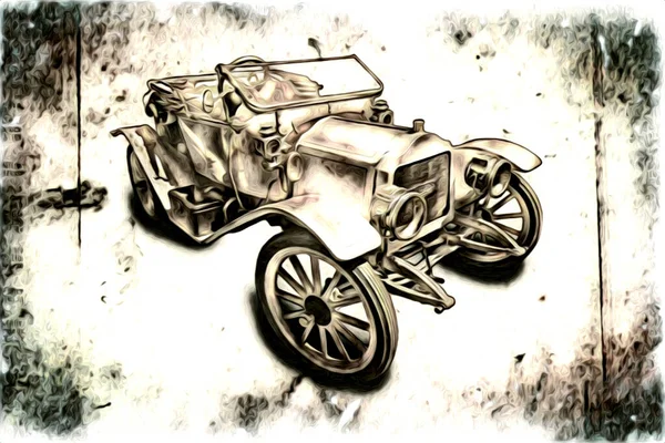 Vecchio Classico Auto Retrò Vintage Illustrazione Disegno — Foto Stock