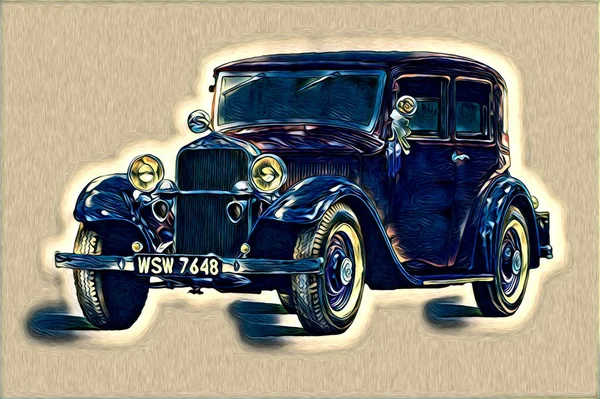 Old Classic Car Retro Vintage Illustration Drawing — Stock Photo, Image