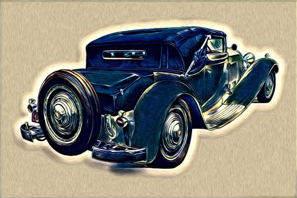 Old Classic Car Retro Vintage Illustration Drawing — Stock Photo, Image