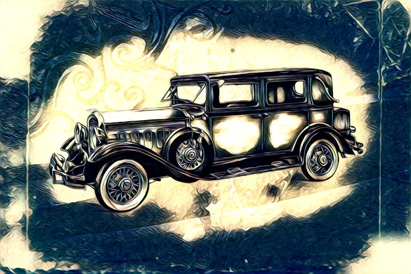 Old Classic Car Retro Vintage Illustration Drawing — Stock Photo, Image