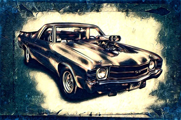 Vecchio Classico Auto Retrò Vintage Illustrazione Disegno — Foto Stock