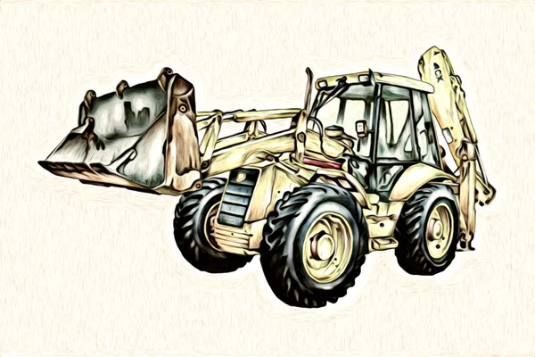 Excavator Illustration Color Isolated Art Work — Stock Photo, Image