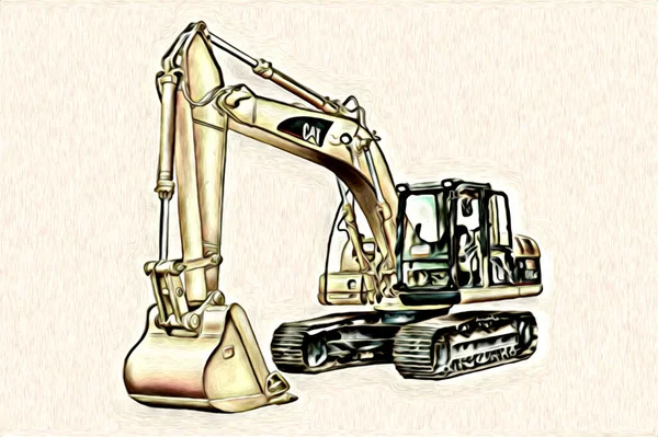 Excavator Illustration Color Isolated Art Work — Stock Photo, Image