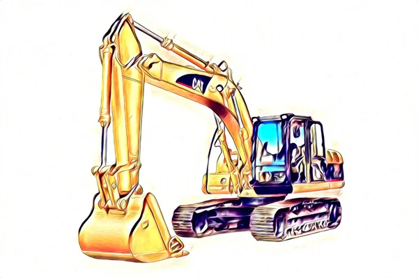 Excavator Illustration Color Isolated Art Work — Stock Photo, Image