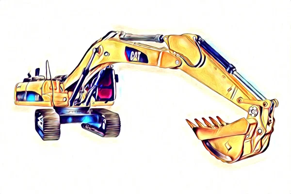 Excavator Illustration Color Isolated Art Work — Stock Photo, Image