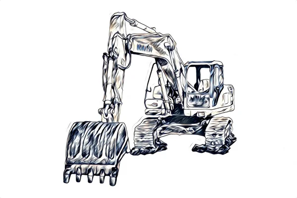 Excavator Illustration Color Isolated Art Work — Stock Photo, Image