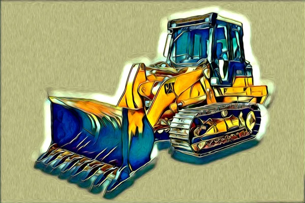 Excavator Illustration Color Isolated Art Work — Stock Photo, Image