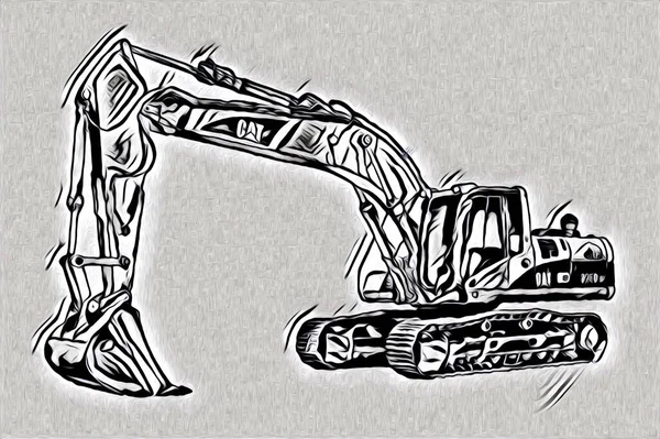 Excavator Illustration Color Isolated Art Work — Stock Photo, Image