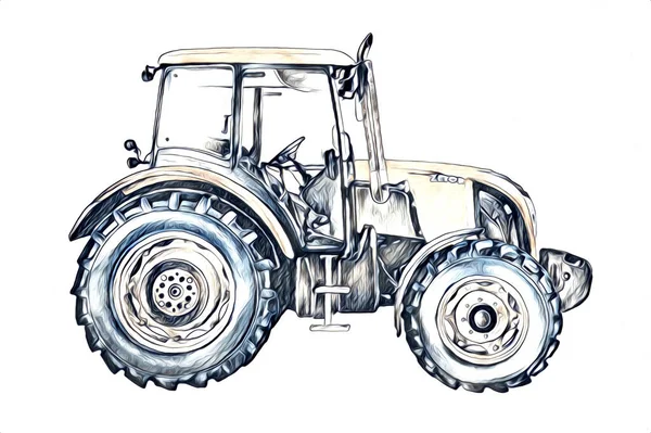 Landwirtschaftliche Traktor Illustration Farbe Kunst Jahrgang Antik Lustig — Stockfoto