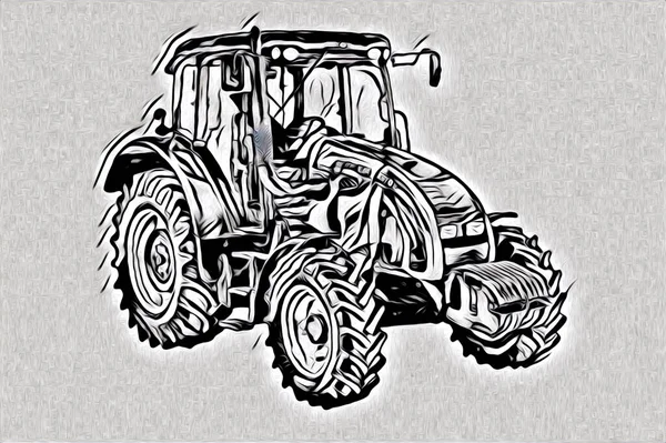 Tarımsal traktör illüstrasyon renk sanat antika komik