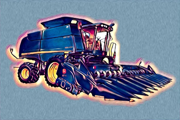 Tracteur Agricole Illustration Couleur Art Vintage Antique Drôle — Photo