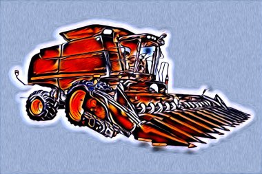 Tarımsal traktör illüstrasyon renk sanat antika komik