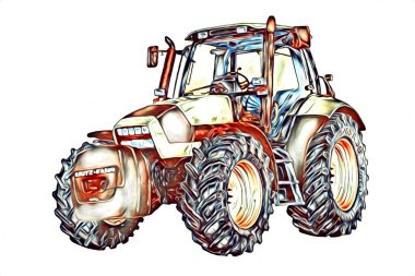 Tarımsal traktör illüstrasyon renk sanat antika komik