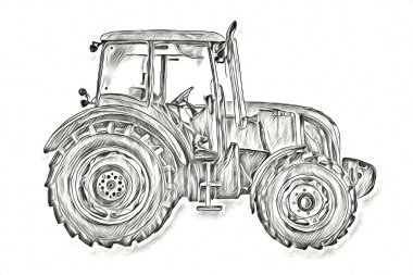 Tarımsal traktör illüstrasyon renk sanat antika komik