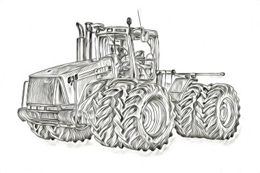 Tarımsal traktör illüstrasyon renk sanat antika komik