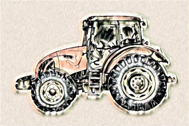 Tarımsal traktör illüstrasyon renk sanat antika komik