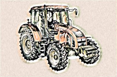 Tarımsal traktör illüstrasyon renk sanat antika komik