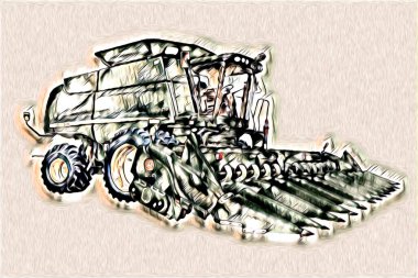 Tarımsal traktör illüstrasyon renk sanat antika komik