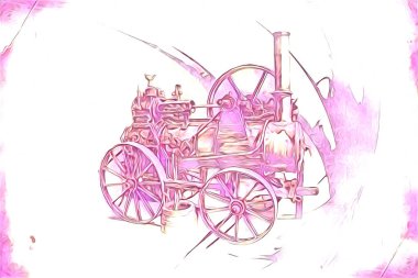 Eski buharlı lokomotif motoru eski model illüstrasyon