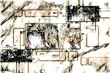 soyut renk tasarımı resim çizimi eskiz retro vintage