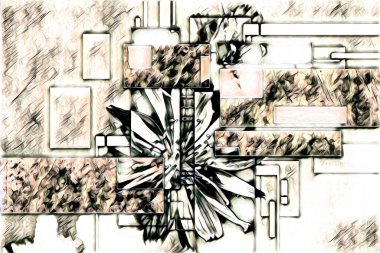 soyut renk tasarımı resim çizimi eskiz retro vintage