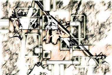 soyut renk tasarımı resim çizimi eskiz retro vintage